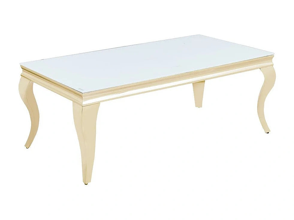 Table basse BAROQUE Gold 120x60x45 cm Plateau blanc