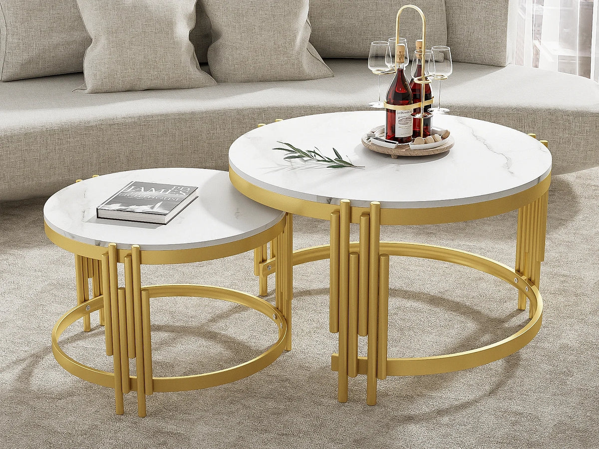 Lot table basse gigogne effet marbre