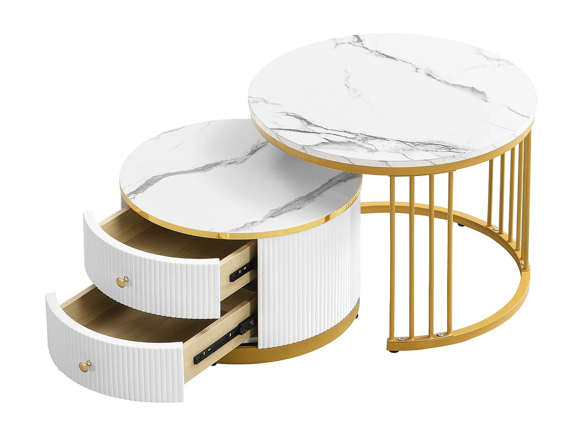 Table basses blanc avec tables gigognes empilables 60x60x45.5 cm