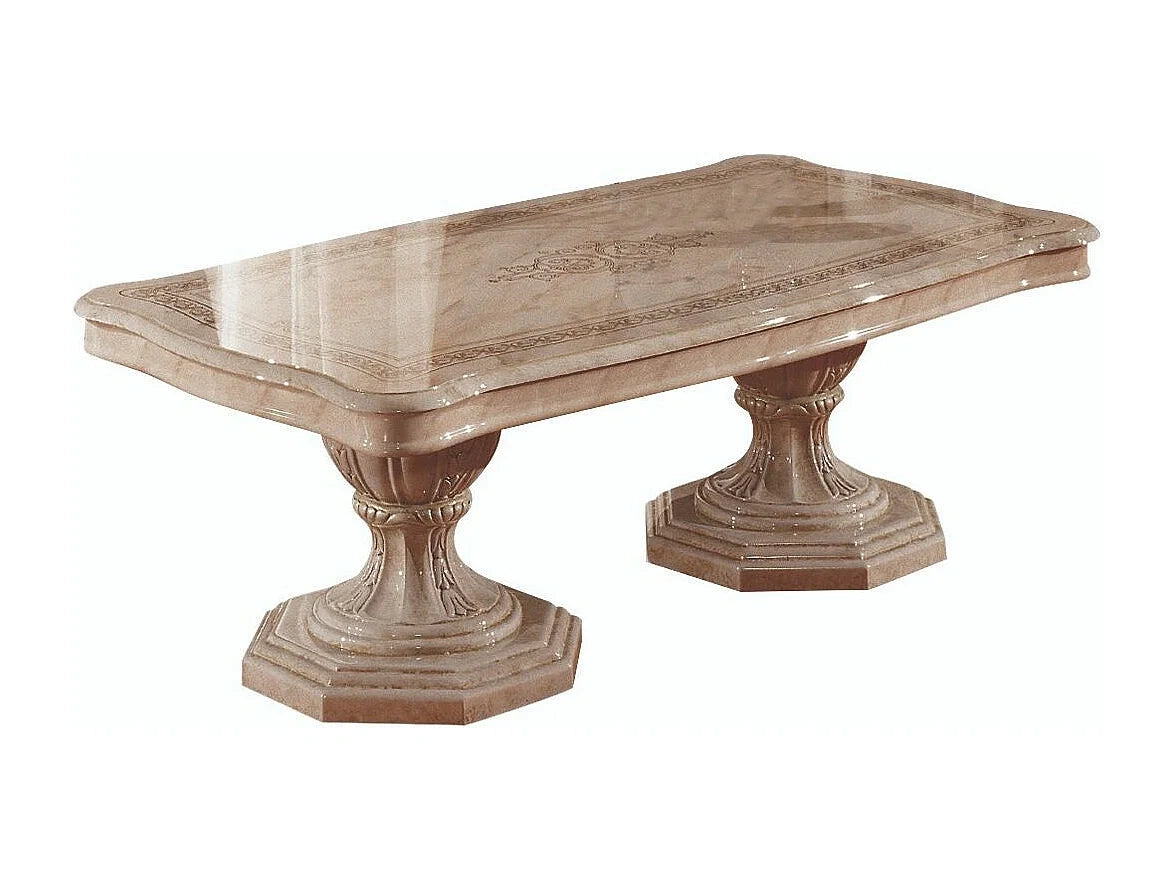 Table basse bois vernis laque brillant beige