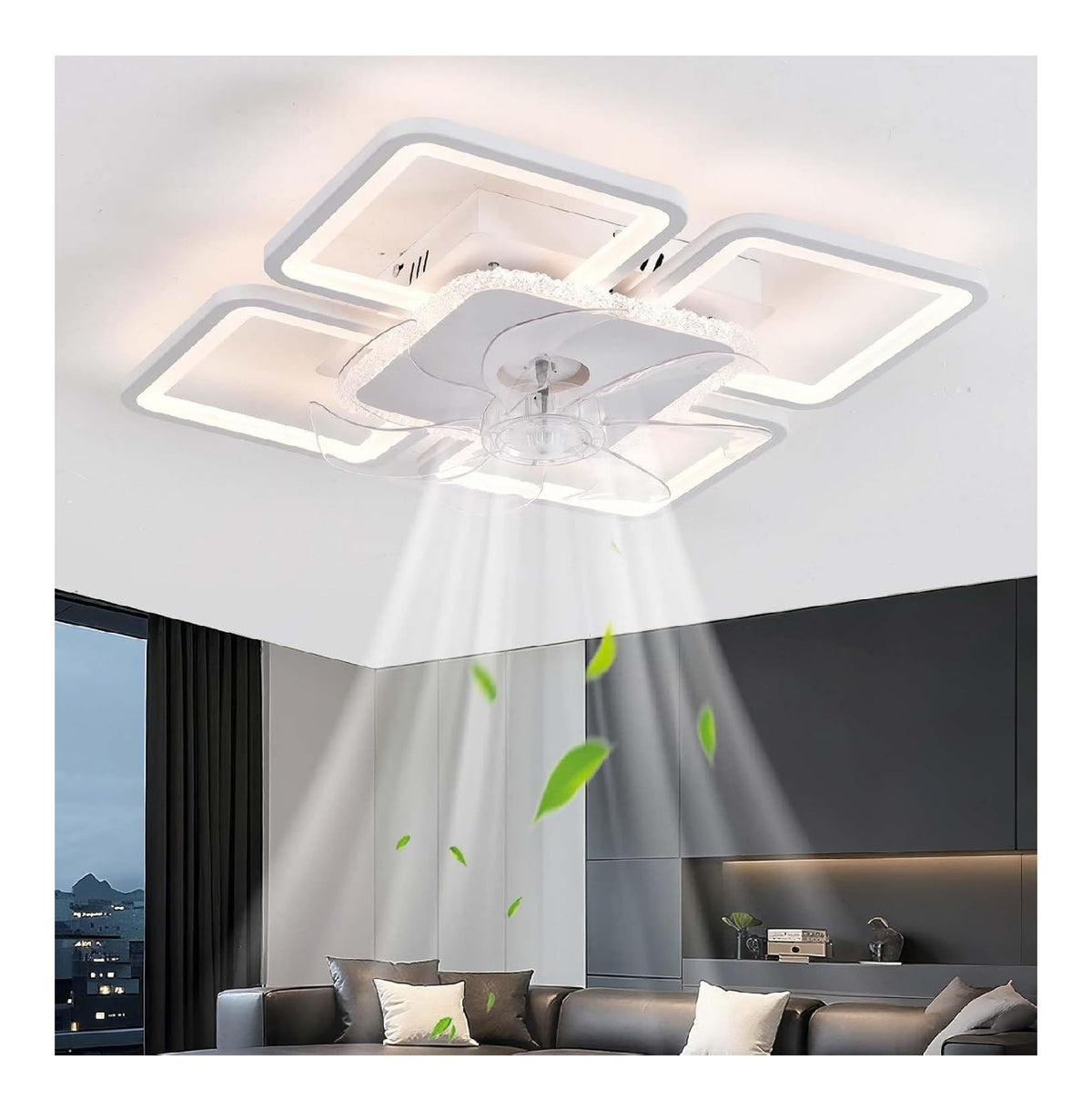 Luminaire Blanc et Ambre a silhouette graphique de type lustre W6-1654