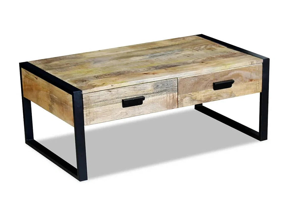 Table basse Manguier en bois de manguier avec tiroirs de rangement 100 x 60 x 40 cm