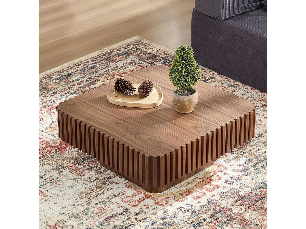 Table basse carree bois massif noyer