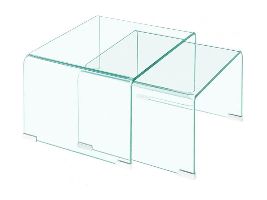 Tables d'appoint gigognes L. 50 cm verre trempe