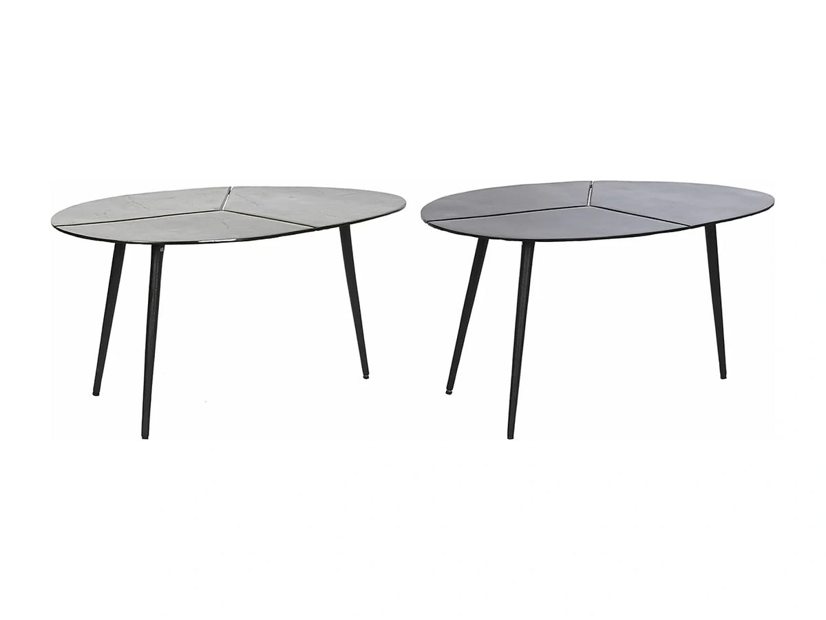 Set tables d'appoints aluminium coloris noir, dore