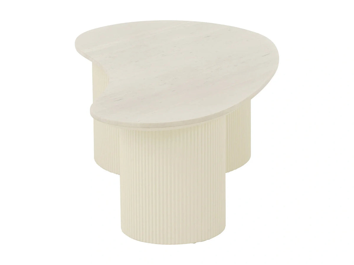Table basse blanche elegante marbre MDF salon moderne