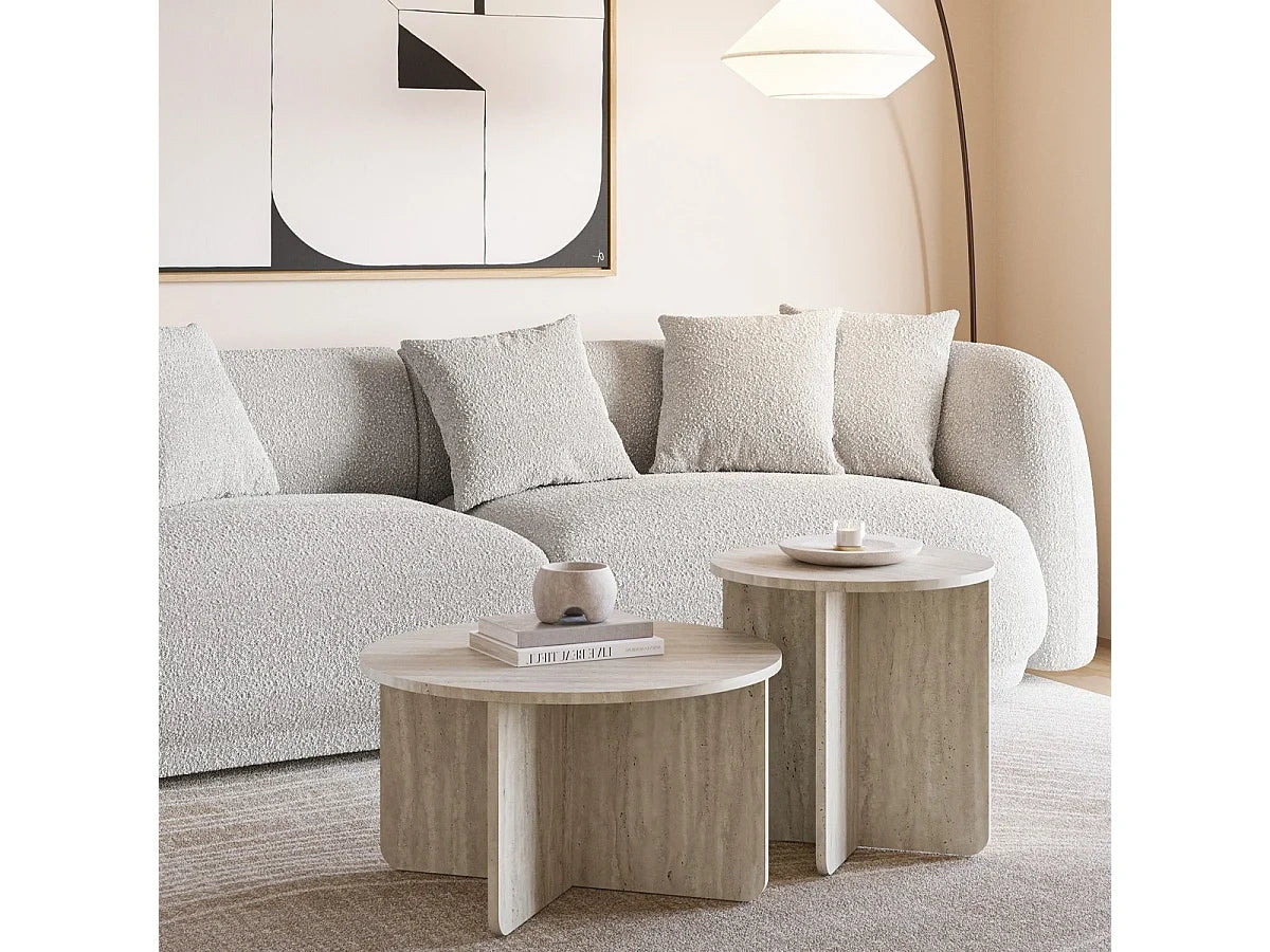 Table basses travertin ronde en travertin