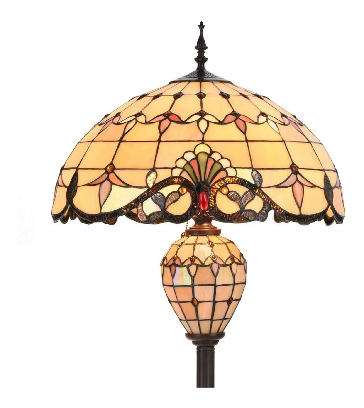 Luminaire Blanc et Beige a silhouette graphique de type lampadaire E27