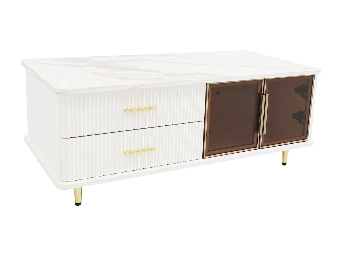 Table basse blanc en panneau de particules 100x50x40 cm