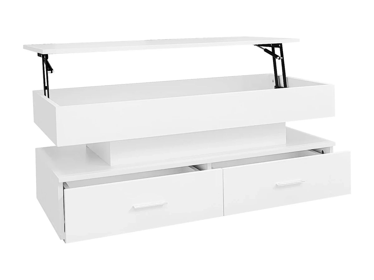 Table basse 100x50x44 cm, relevable hydraulique, eclairage