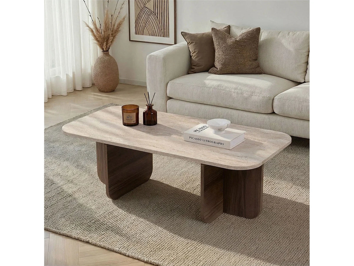 Travertin travertin - Table basse 120 x 60 x 41 cm