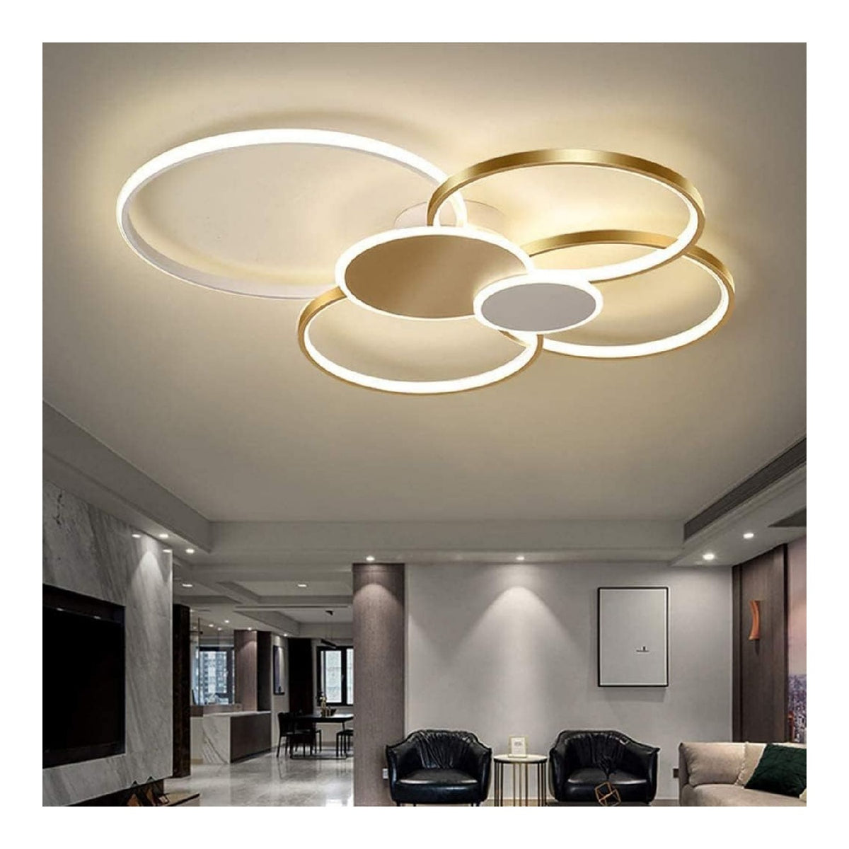 Solution lumineuse Blanc et Dore au dessin sobre en format suspension 98W 3000K