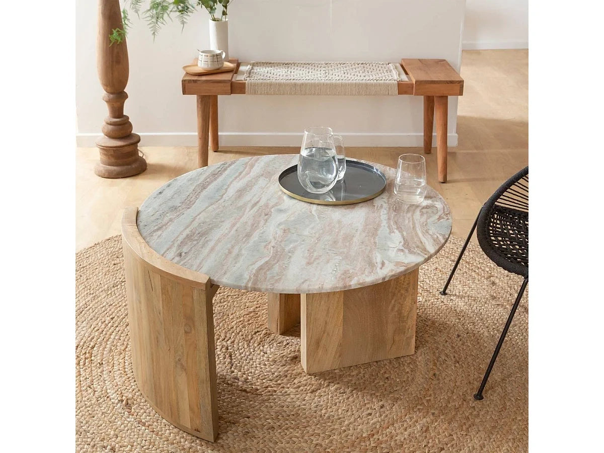 Marbre bois de manguier - Table basse