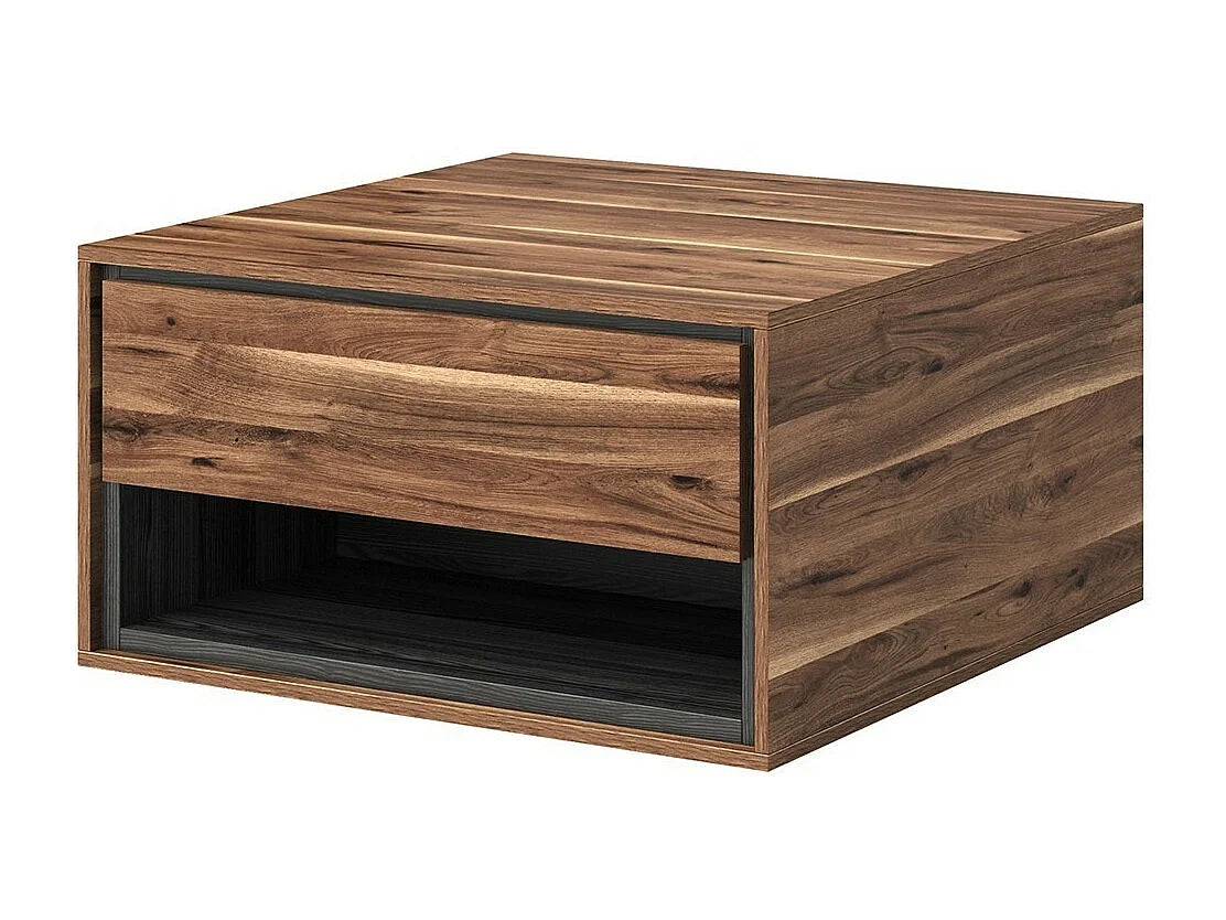 Chene - Table basse avec tiroirs de rangement en chene - niches