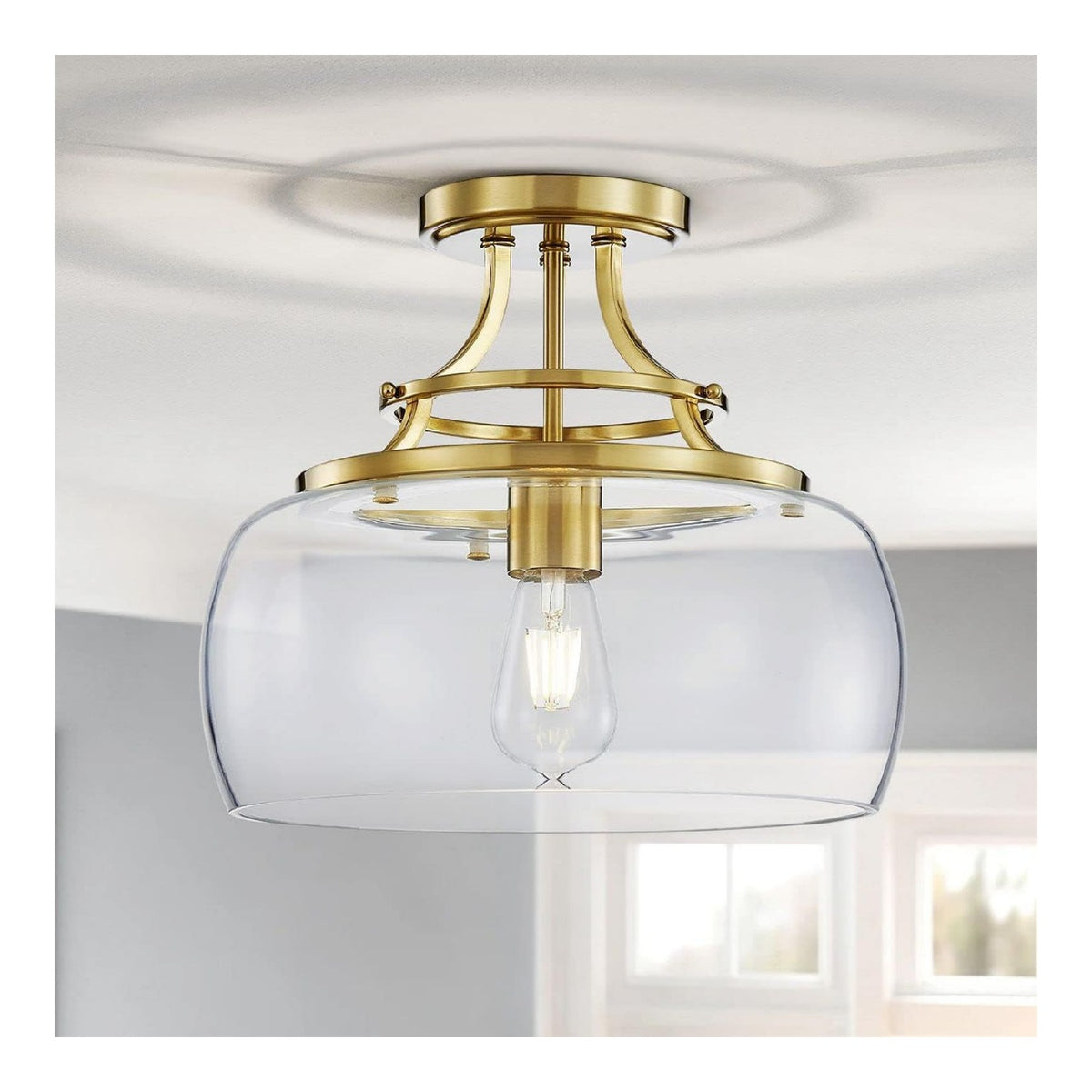 Lustre decoratif Dore et Ambre avec diffusion lumineuse harmonieuse E27