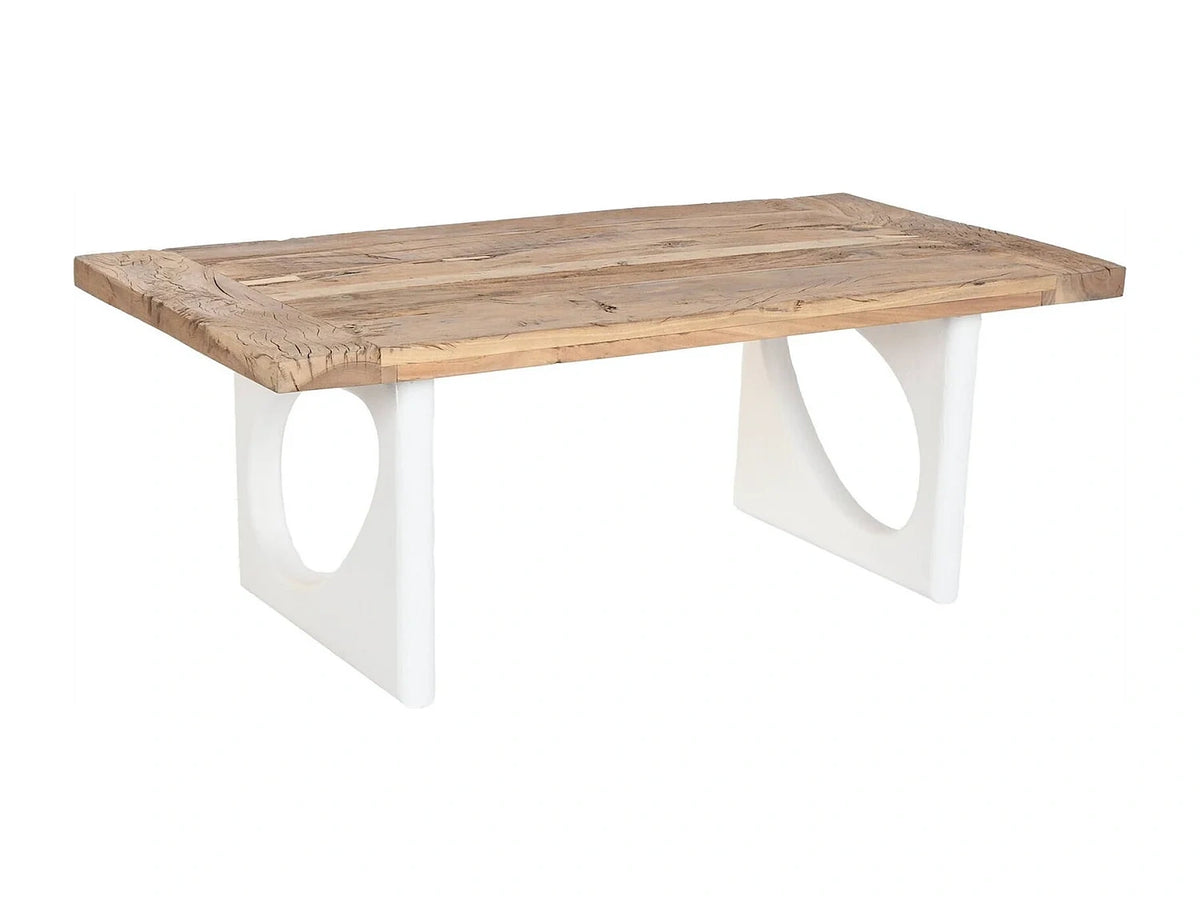 Table basse bois recycle mango blanc elegance