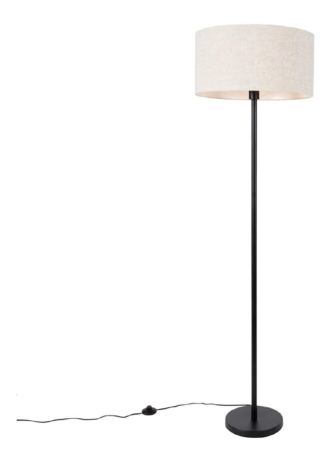 Lampadaire Noir et Gris aux lignes epurees avec eclairage confortable IP20 E27