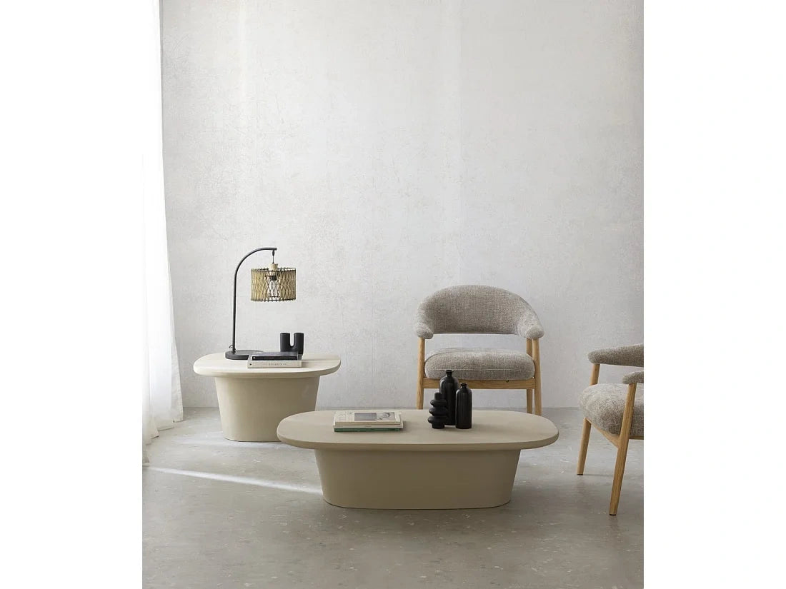 Table basse 120x70 polyresine ciment sable