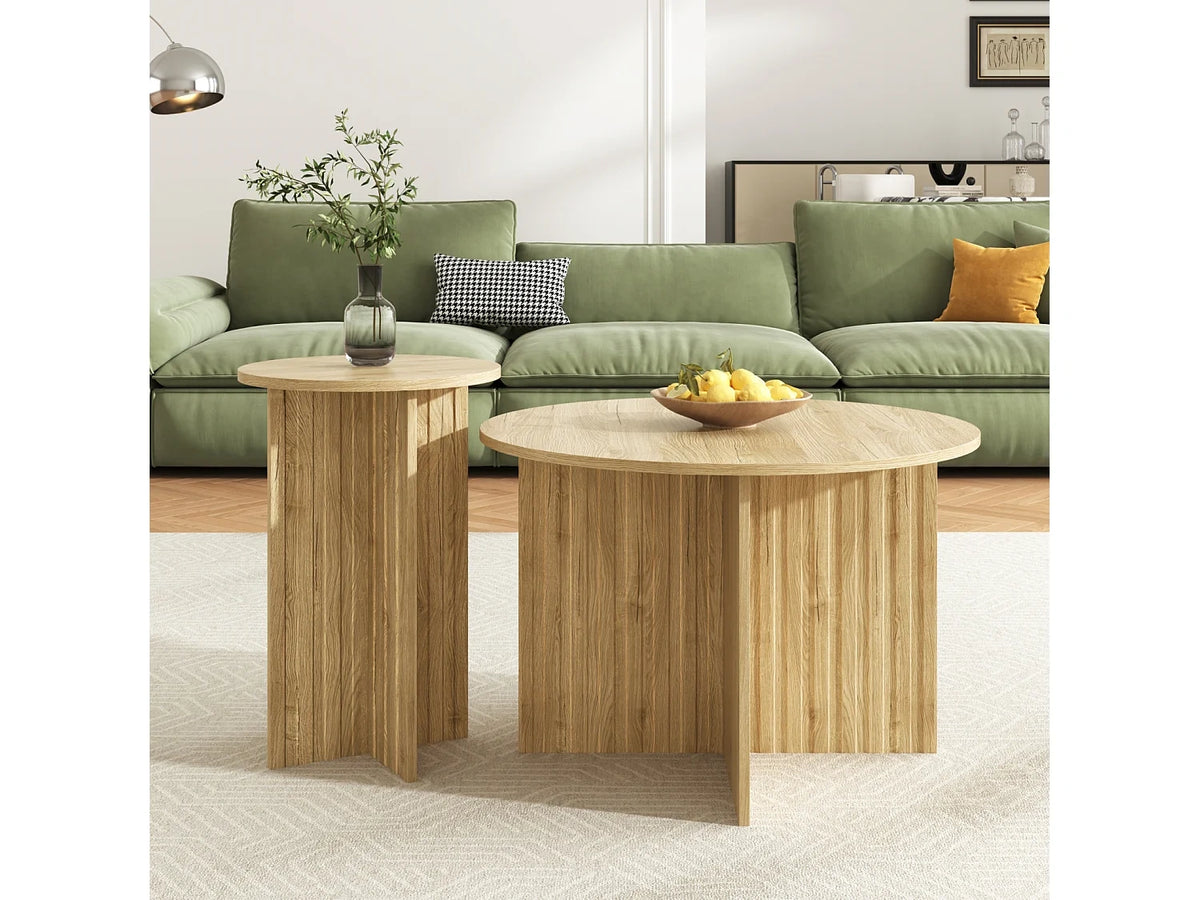 Bois clair - Table basses 76x76x50cm scandinave