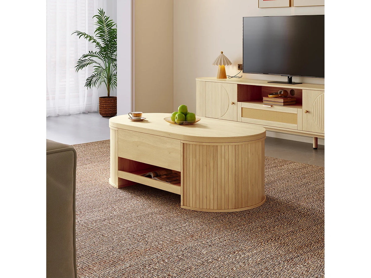 Table basse salon plateau reglable hauteur espace