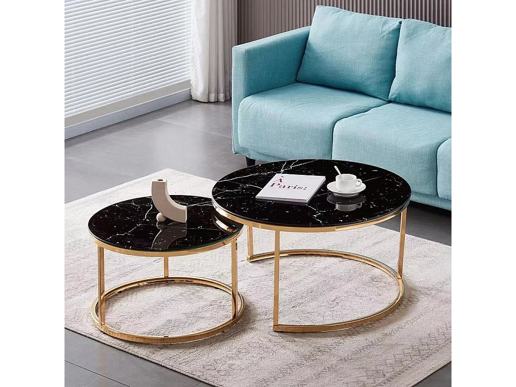 Set de 2 Tables basses noir