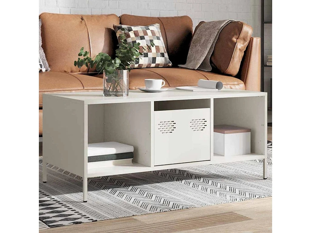 Table basse blanc 101,5x50x43,5 cm