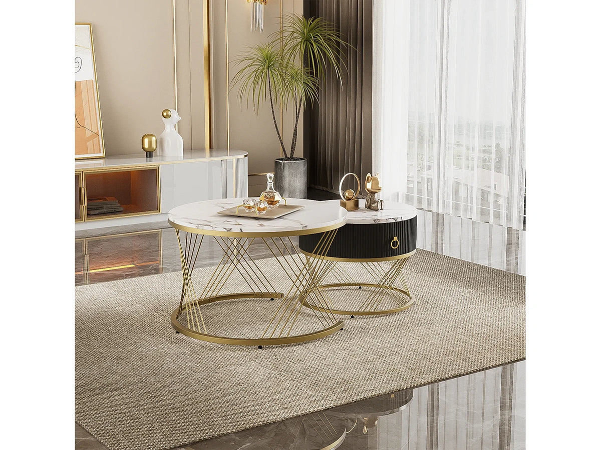 Lot table basse gigogne, empilable marron 70x70x45cm