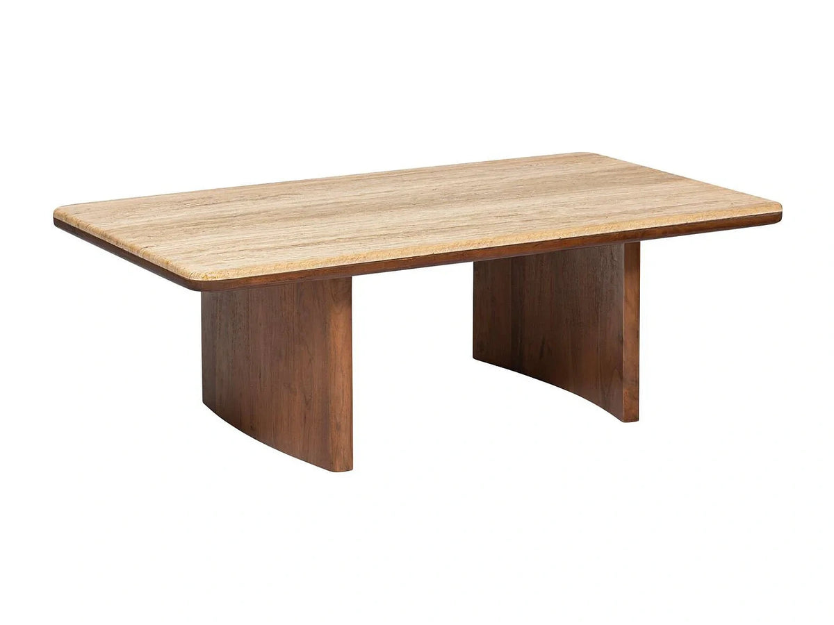 Table basse travertin en bois d'acacia
