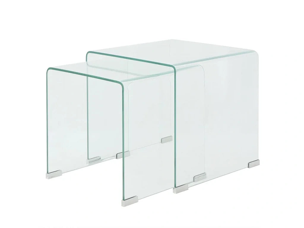 Ensemble tables gigognes Pieces Verre trempe Transparent