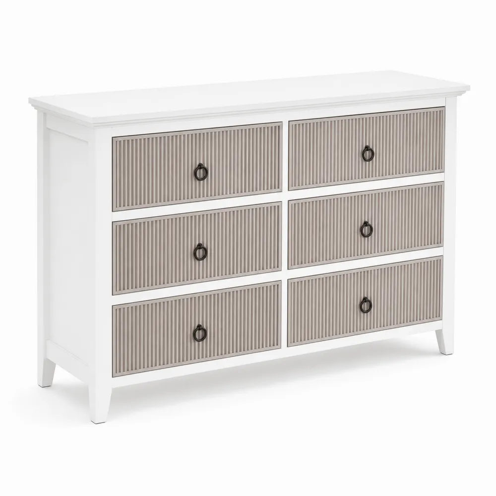 Commode en Bois MDF Blanc et Beige ¨¤