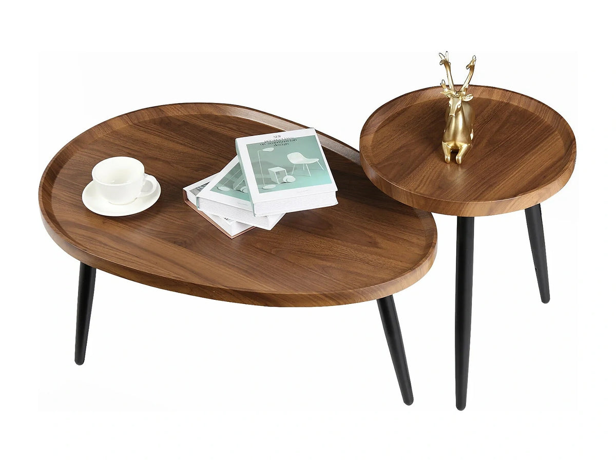 Set de 2 Tables basses scandinave Bois clair 80x55x38cm
