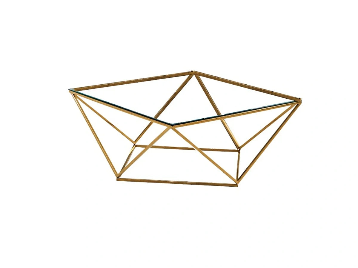 Table Basse Carree ALINA Gold Verre 100x100x45