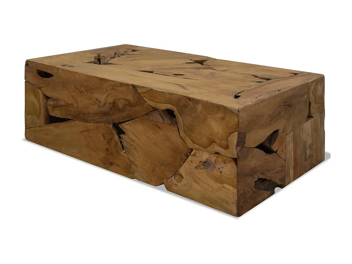 Table basse marron en bois de teck 90x50x30 cm
