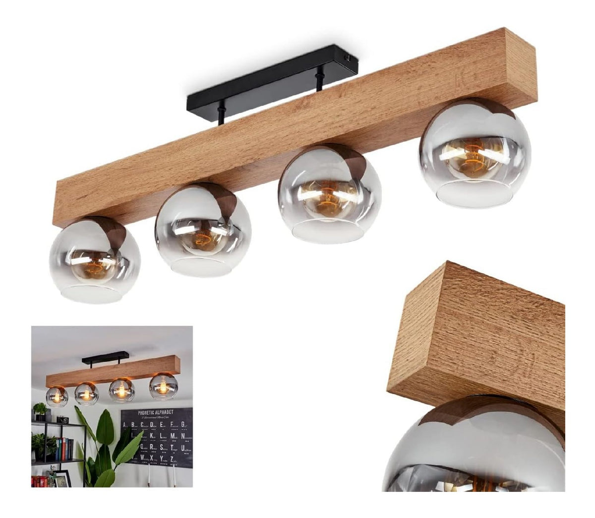Plafonnier Noir et Ambre au style moderne avec conception fonctionnelle IP20 E27 C4-7969