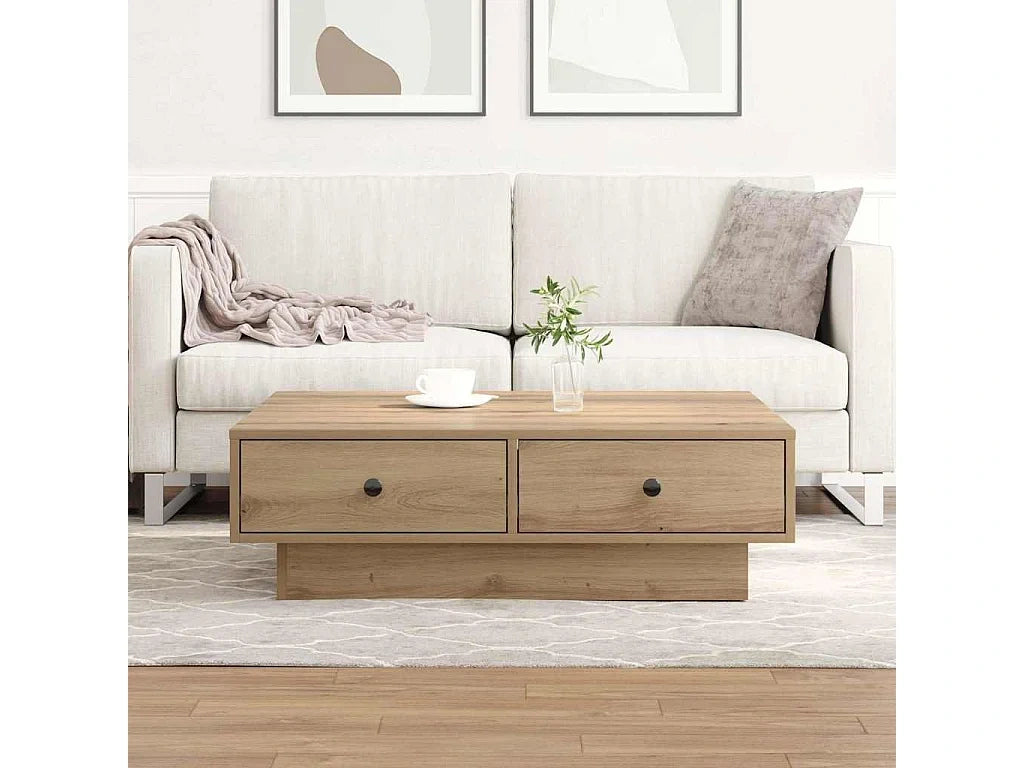 Table basse chene artisanal 90 chene 90 x 90 x 28 cm