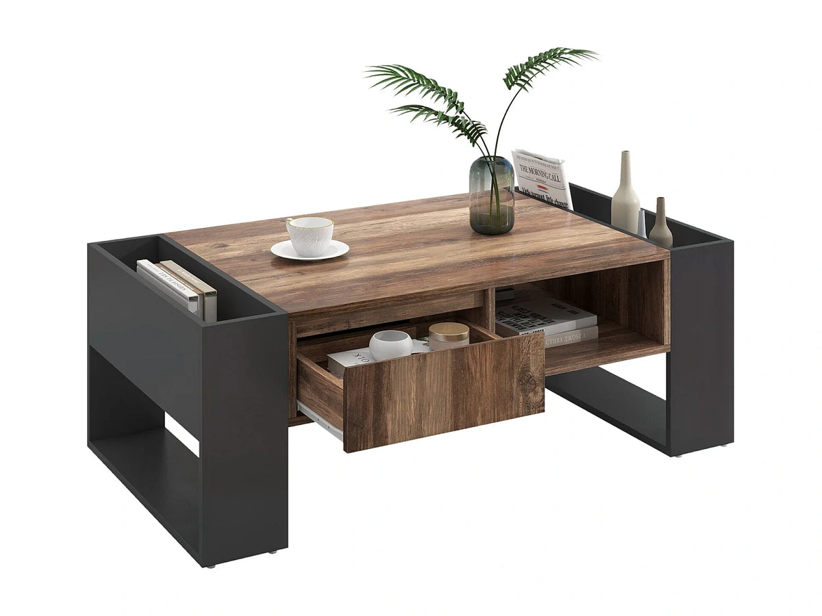 Table Basse Compartiments Rangement Double Face Table