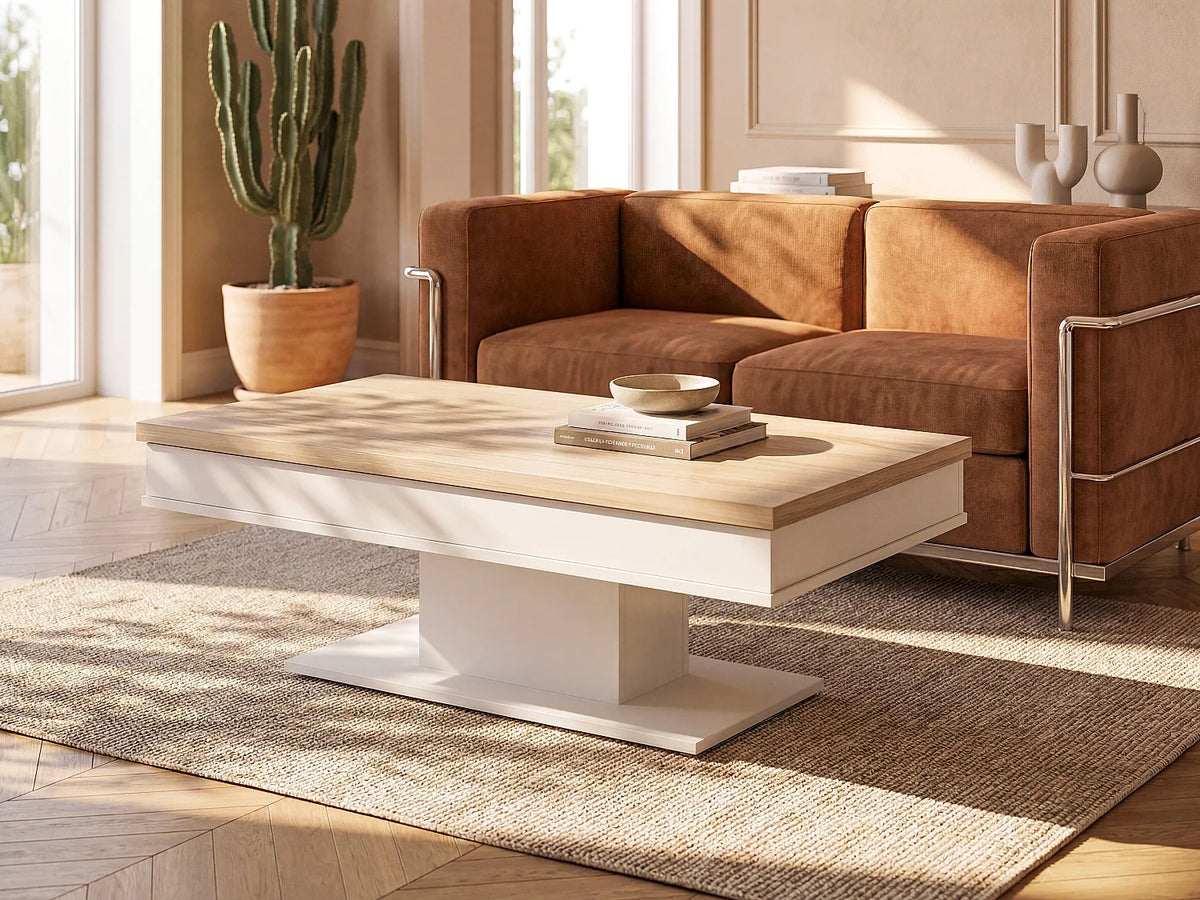 Table basse chene avec espace de rangement