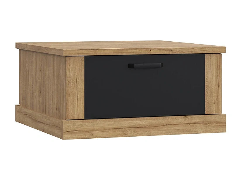 Table basse chene carree en chene avec tiroirs de rangement