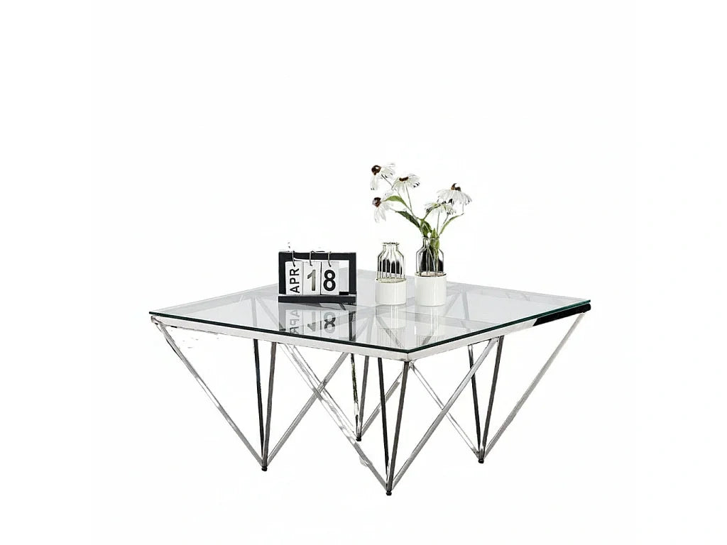 Table Basse Carree GIZE Plateau Verre Trempe