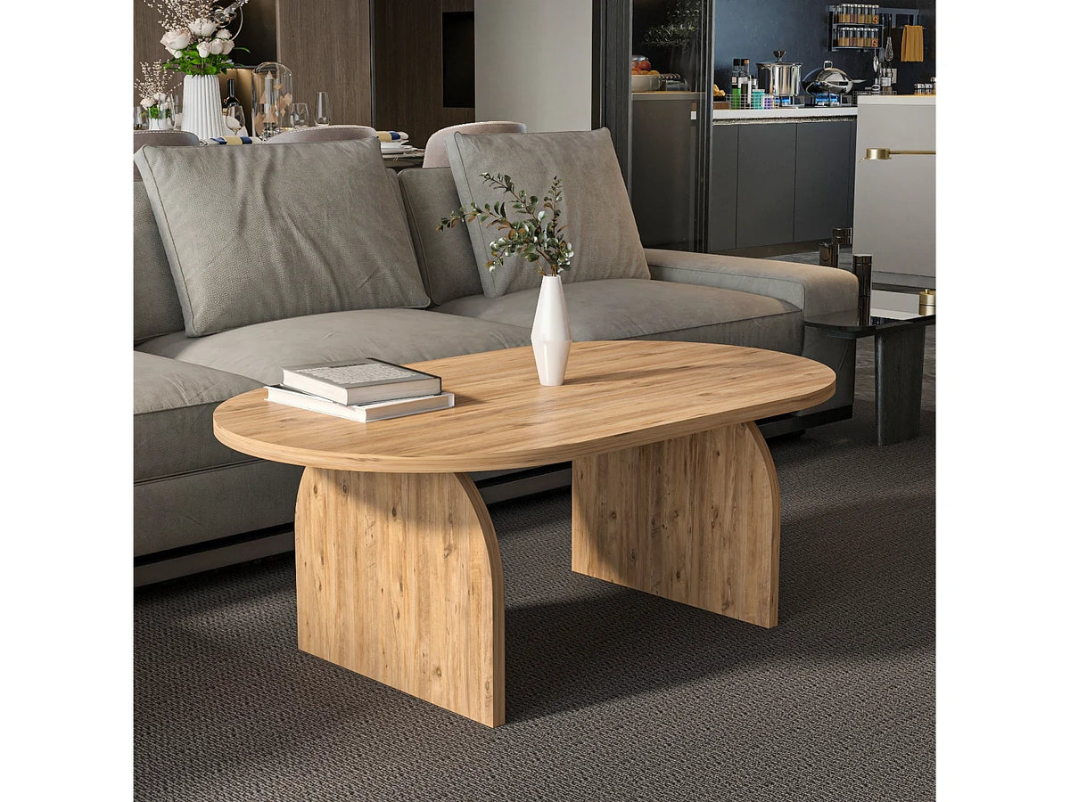 Table basse ovale pin