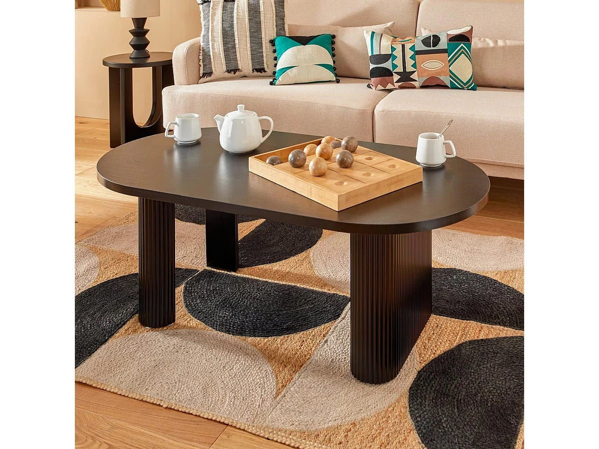 Table Basse Effet Cannele Olova 120cm Noir