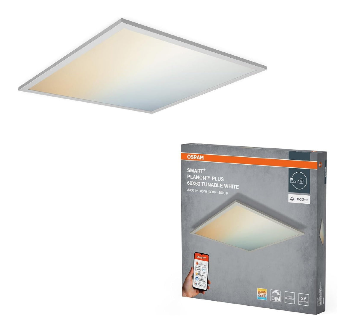 Plafonnier Blanc et Ambre a presence elegante et lumiere agreable 36W IP20 6500K