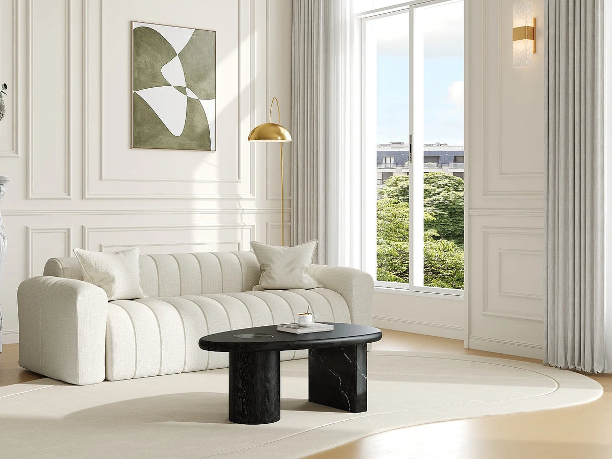 Table basse marbre placage chene Noir Dimensions L100 P60