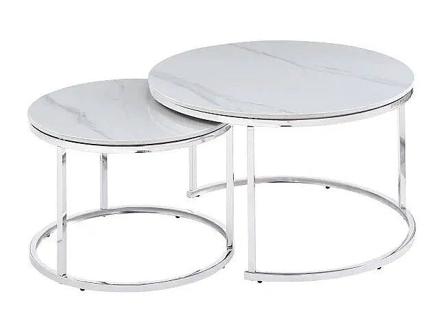 Lot de tables basses gigognes rondes marbre