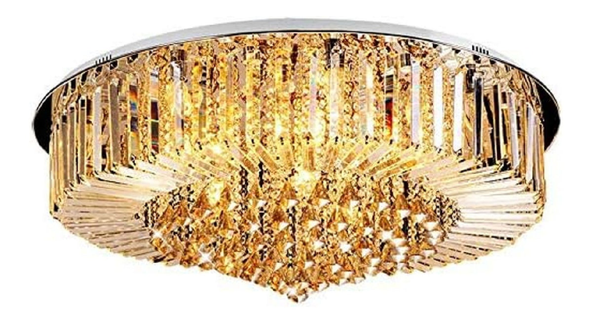 Lustre Blanc et Ambre aux lignes epurees avec eclairage confortable 10 W
