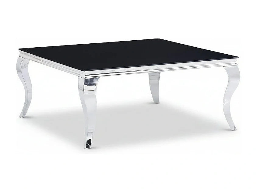 Table basse gris carree en verre 100x100x45 cm
