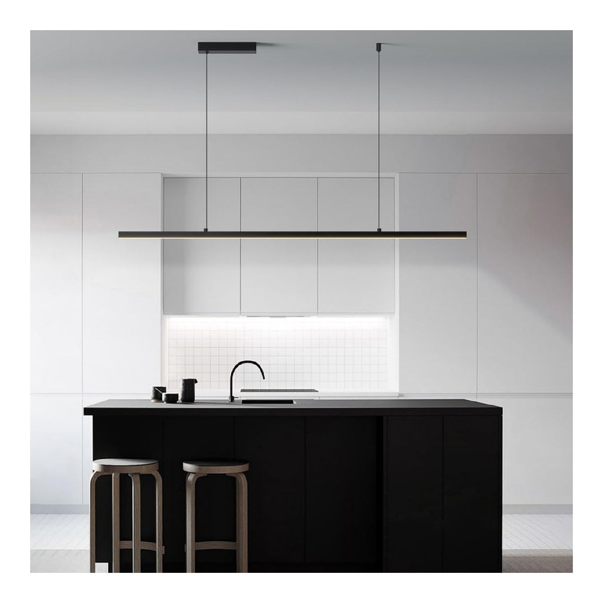 Suspension Noir et Blanc a presence elegante et lumiere agreable 64W 3000K