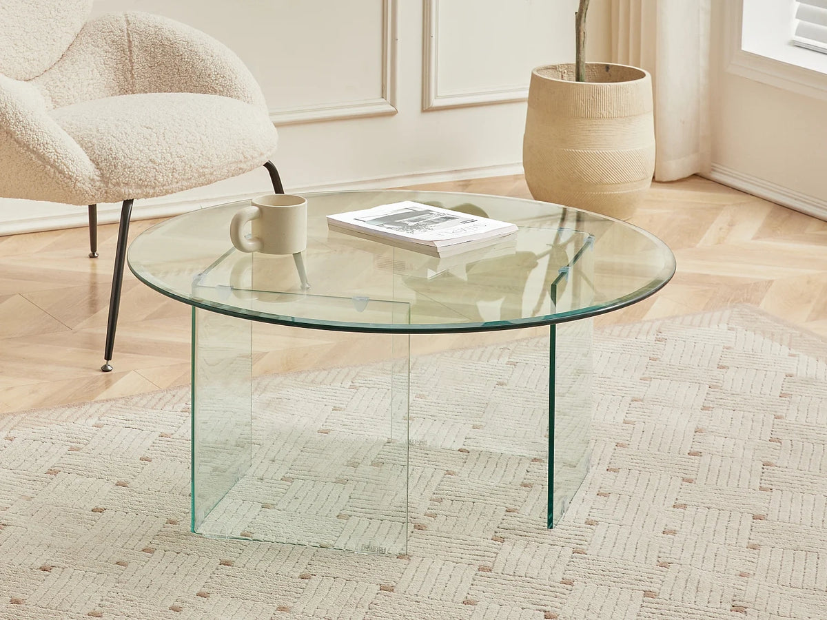 Table basse Transparent ronde en verre trempe