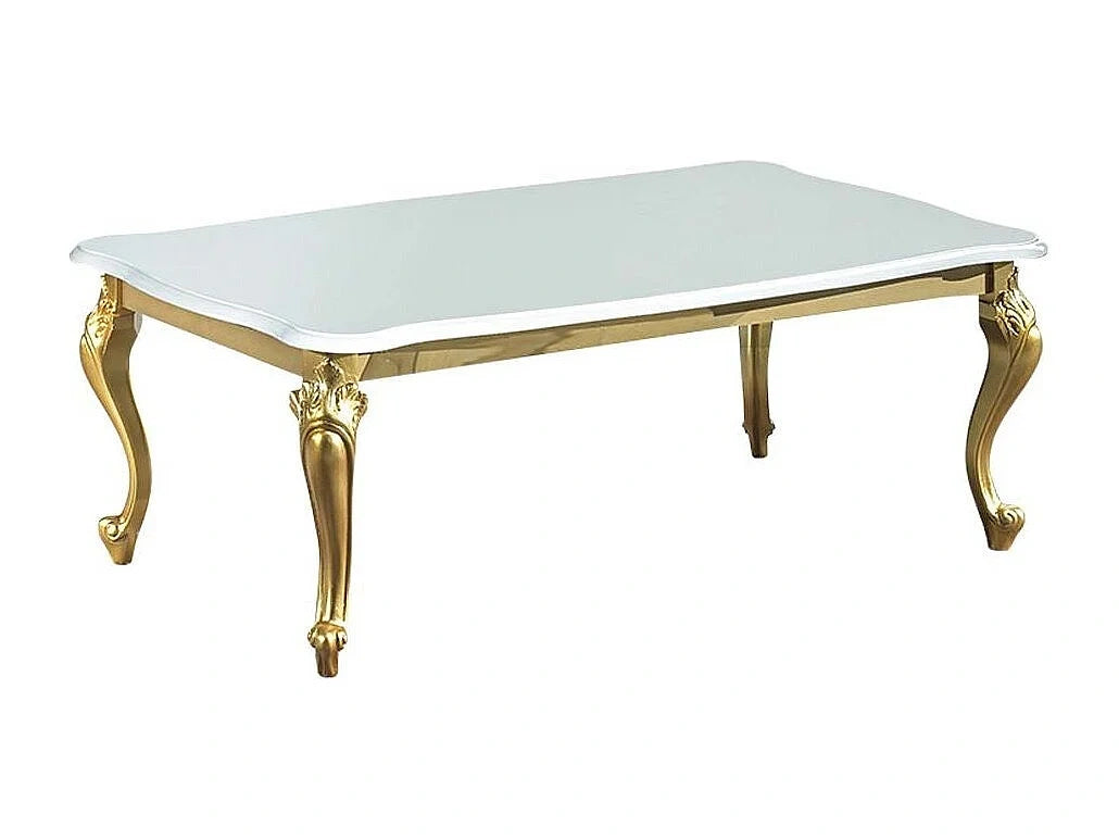 Table basse design bois vernis brillant blanc