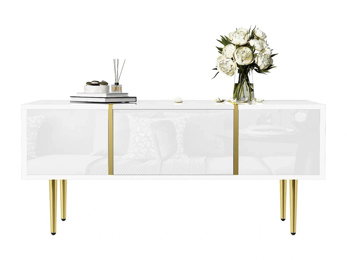 Table basse blanche brillante, design blanc 100x60x41.5 cm